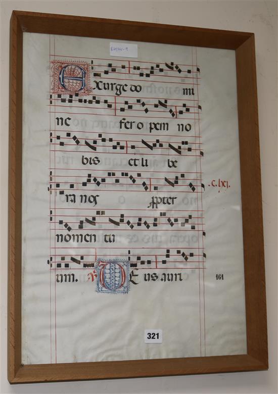 An illuminated musical transcript 22 x 15in.